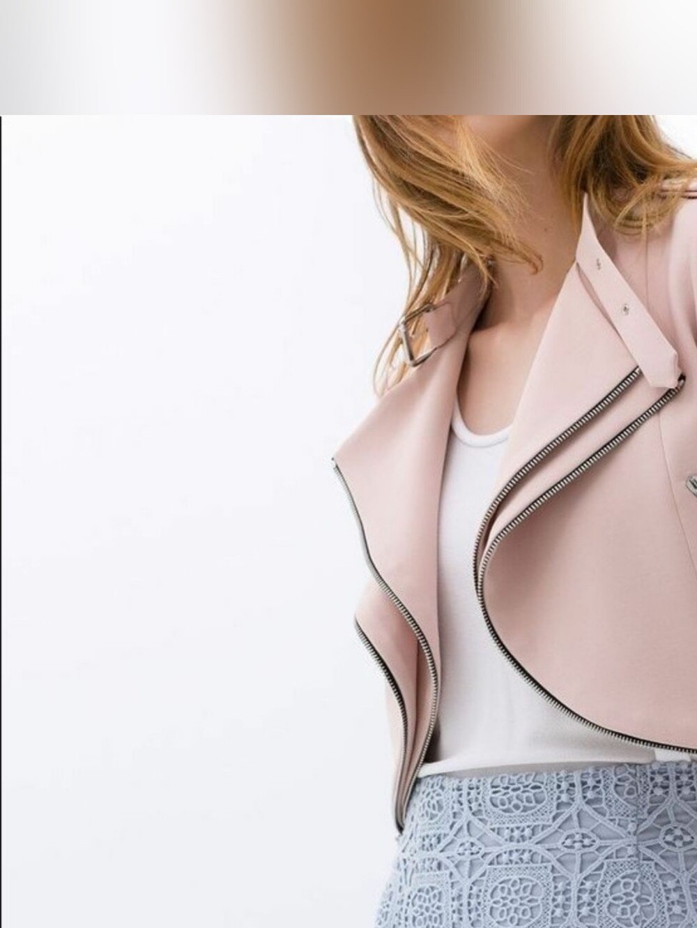 Zara Zipper Pink Moto Jacket with Asymmetrical Zips SZ Med